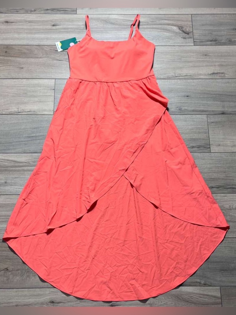 Halara Womens Breezeful High Low Flowy Midi Quick Dry Casual Dress Large Coral